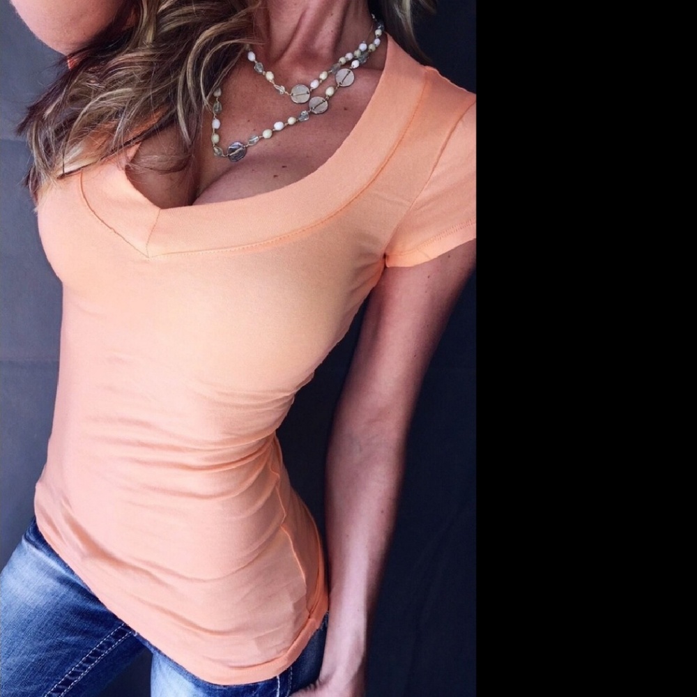 Sexy sorbet vneck low cut summer t-shirt top small